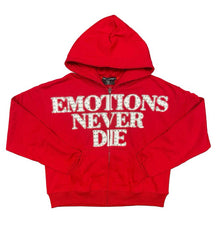 Mixed Emotions "End" Rhinestone Hoodie Red