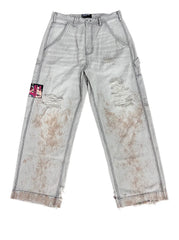 Enfants Riches Déprimés Distressed & Stained Denim Jeans - Light Blue