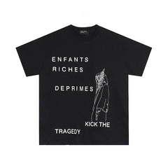 Enfants Riches Déprimés "Kick The Tragedy" Stacked Typography T-Shirt - Black