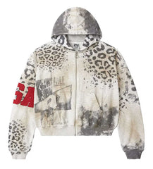 Vale Forever Cheetah Zip Up Hoodie Grey