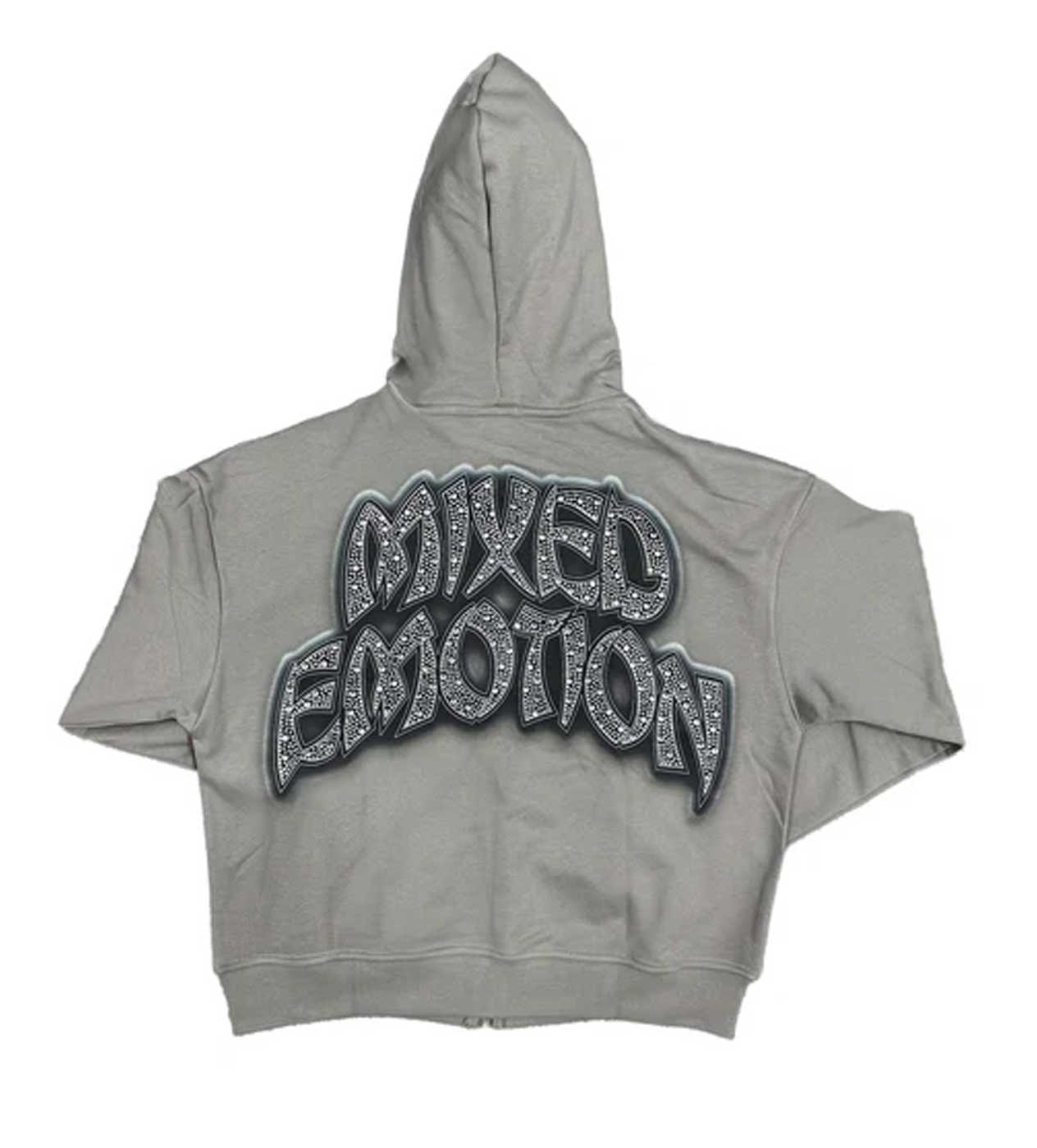 Mixed Emotions Last Ride Rhinestone Hoodie Grey