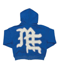 Mixed Emotions "End" Rhinestone Hoodie Blue