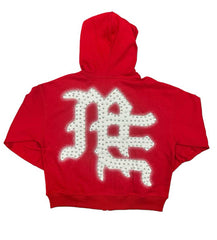 Mixed Emotions "End" Rhinestone Hoodie Red