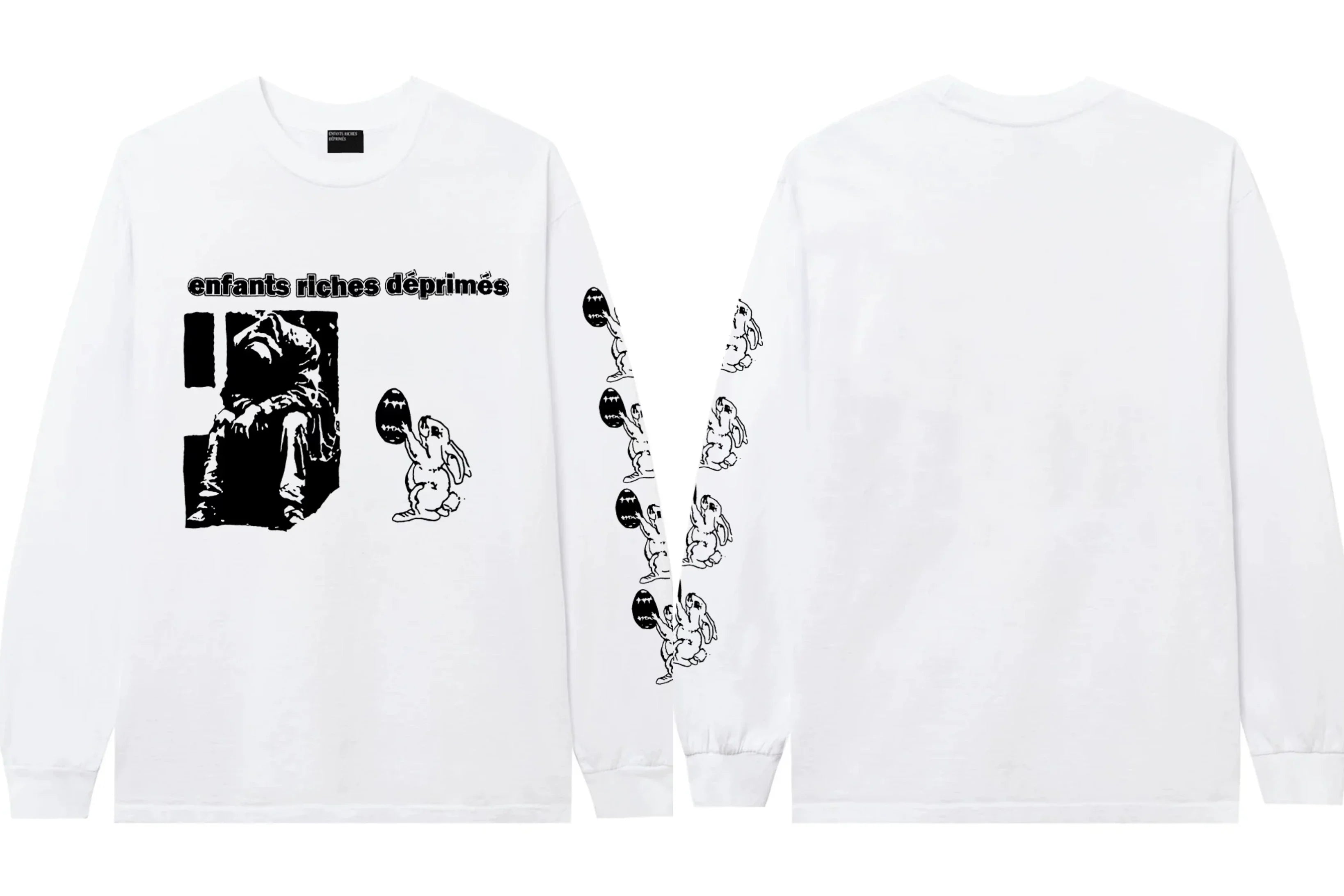 Enfants Riches Déprimés Rabbit & Brand Text Long-Sleeve - White