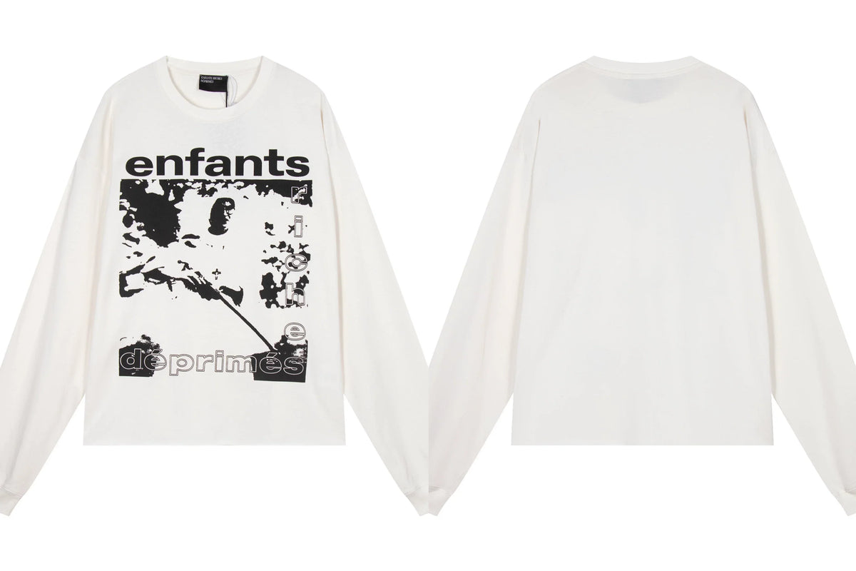 Enfants Riches Déprimés Armed Figure & Vintage Print Long-Sleeve   - White