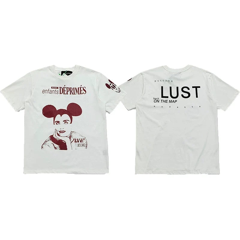 Enfants Riches Déprimés Mouse Ears Portrait & "Lust" T-Shirt - White
