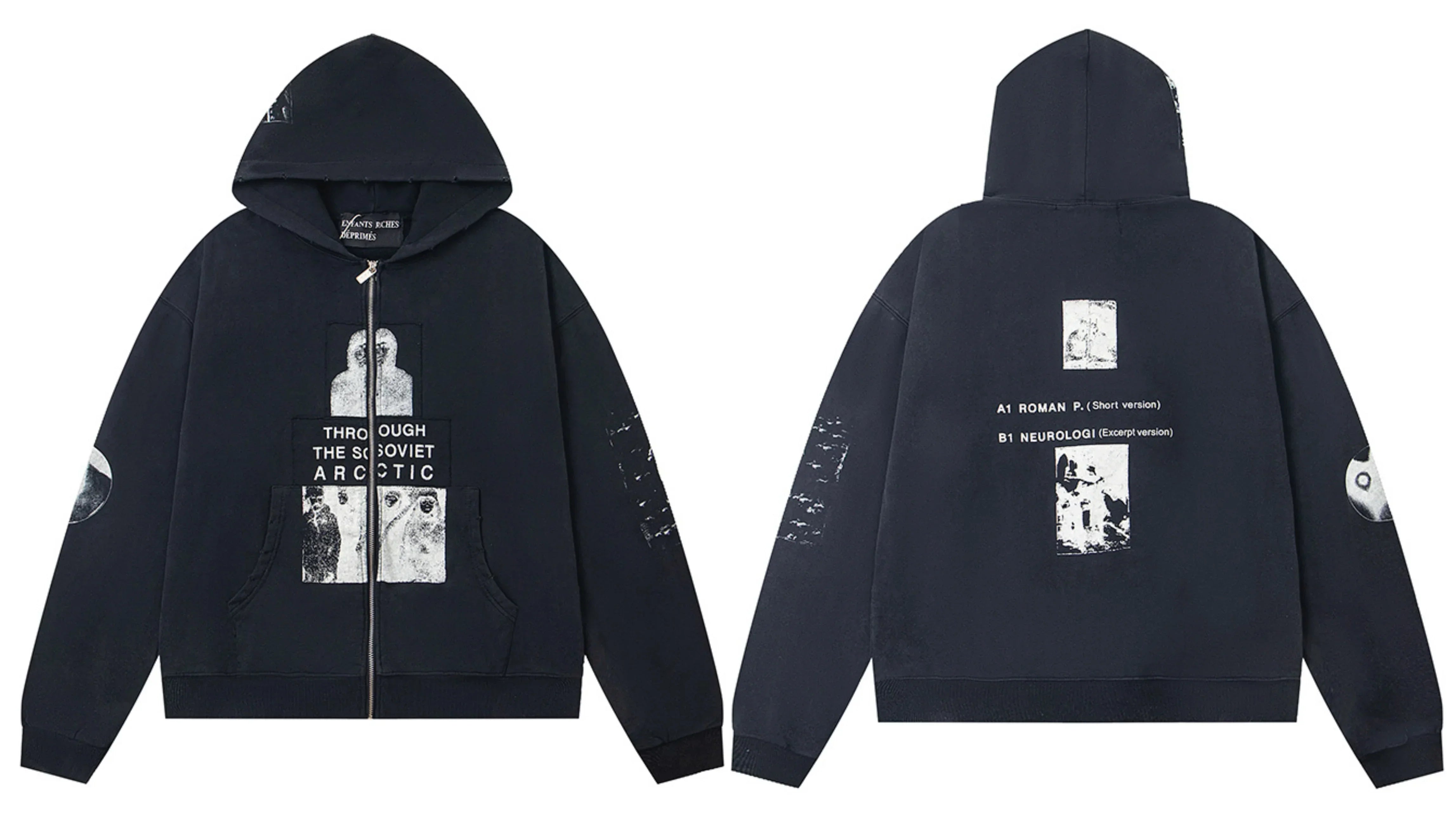 Enfants Riches Déprimés "Through the Soviet Arctic" Zip-Up Hoodie - Black