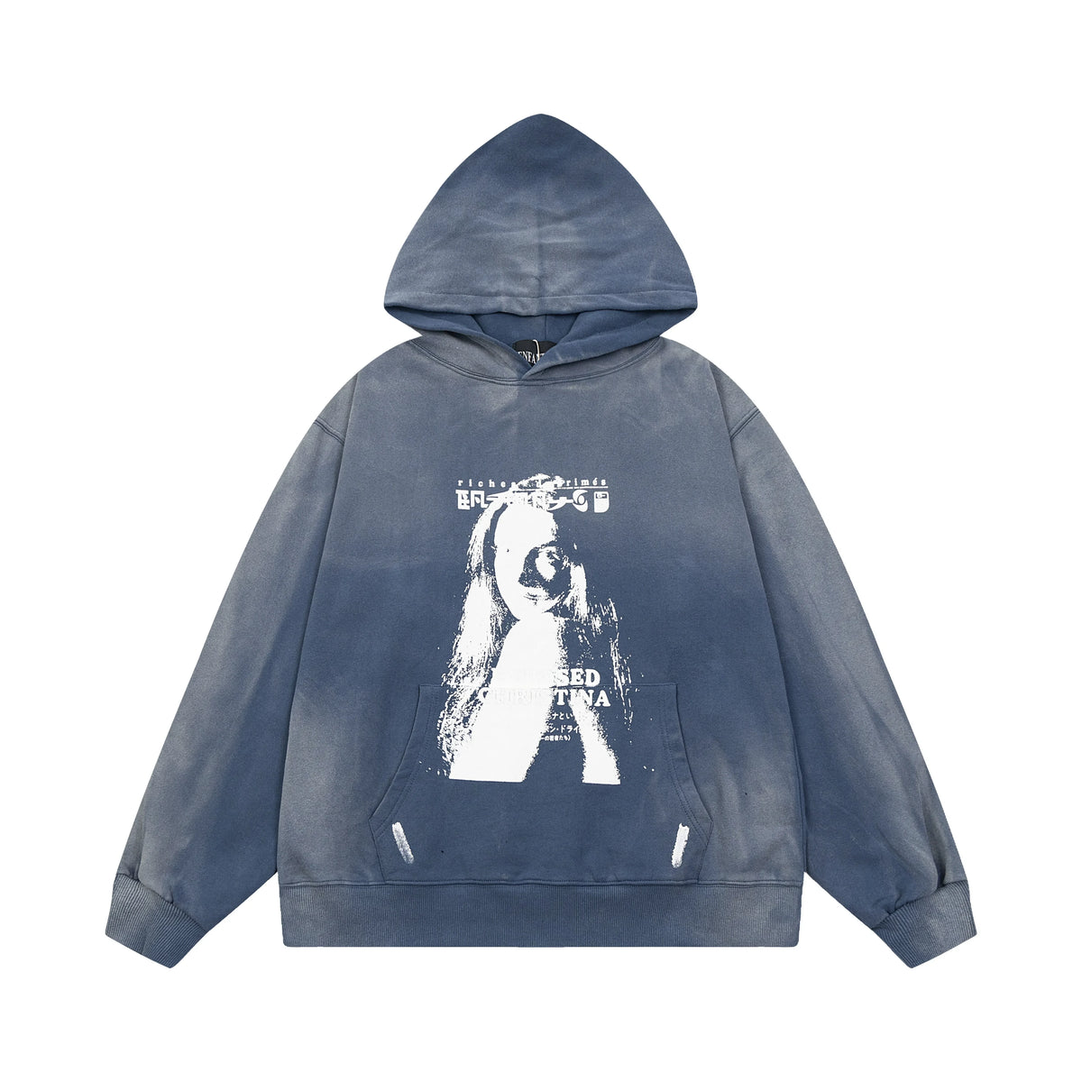 Enfants Riches Déprimés Acid-Wash Portrait Hoodie - Vintage Blue