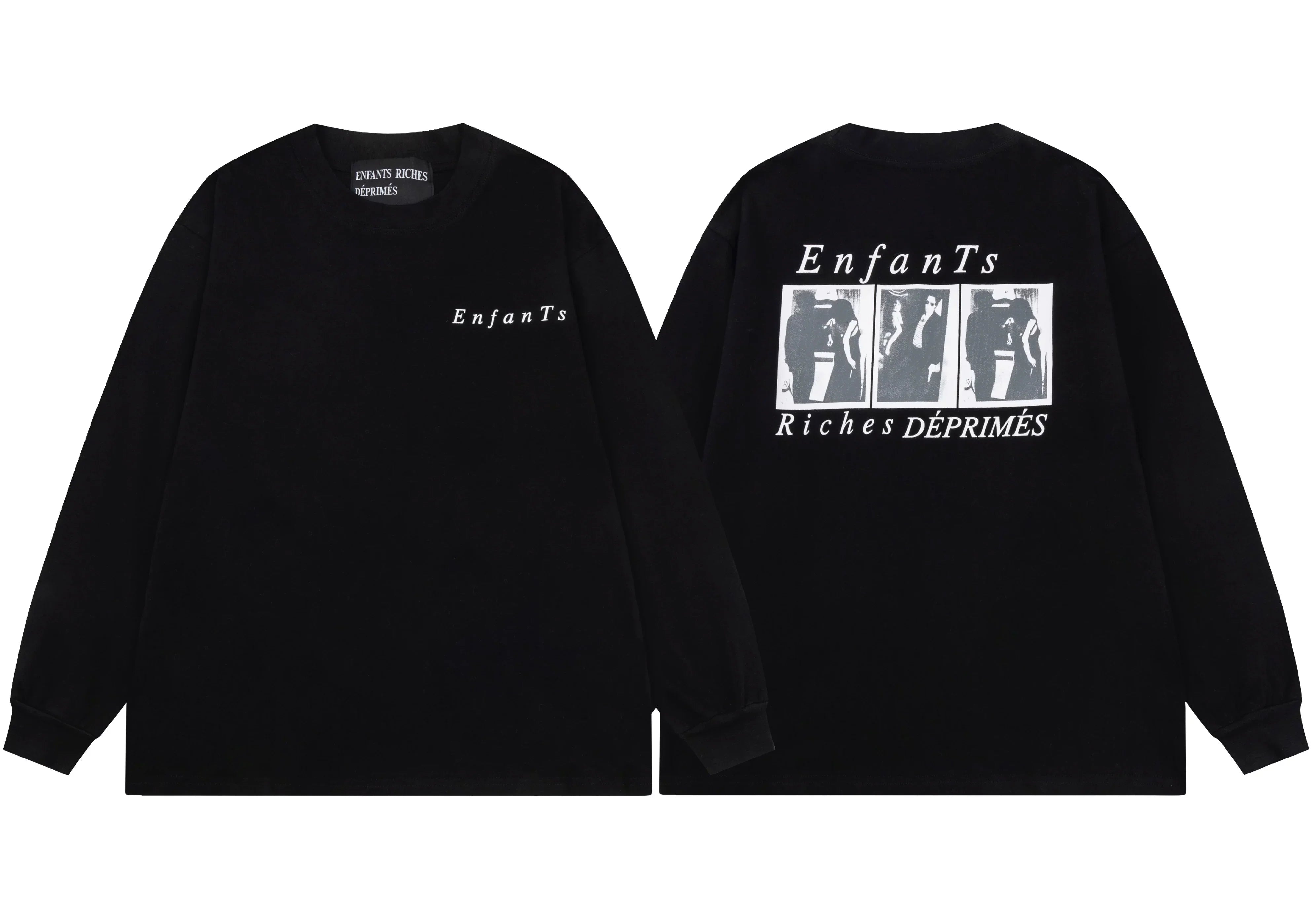 Enfants Riches Déprimés Small Chest Logo & Back Three-Panel Long-Sleeve  - Black
