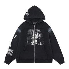 Enfants Riches Déprimés Central Photo Art Zip-Up Hoodie - Black