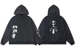 Enfants Riches Déprimés Side Panel Photo & Sleeve Print Hoodie - Washed Black