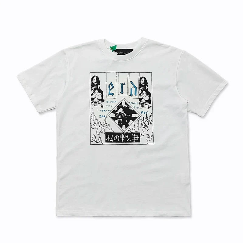 Enfants Riches Déprimés "e.r.d" Collage & Flame Border T-Shirt - White
