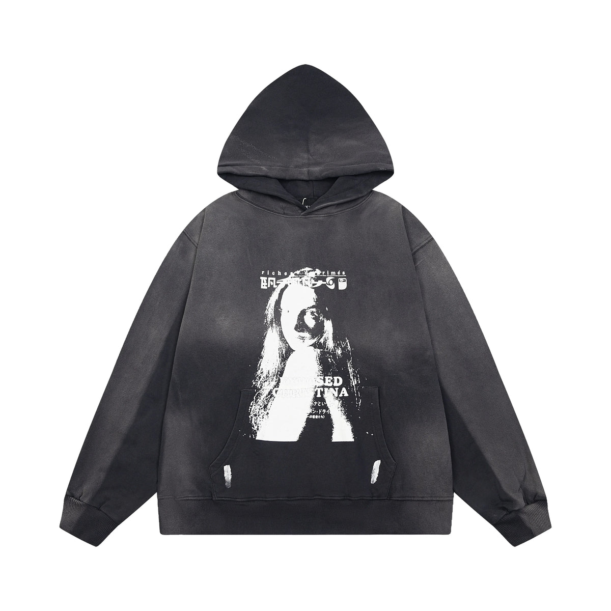 Enfants Riches Déprimés Tie-Dye Portrait Graphic Hoodie - Washed Black