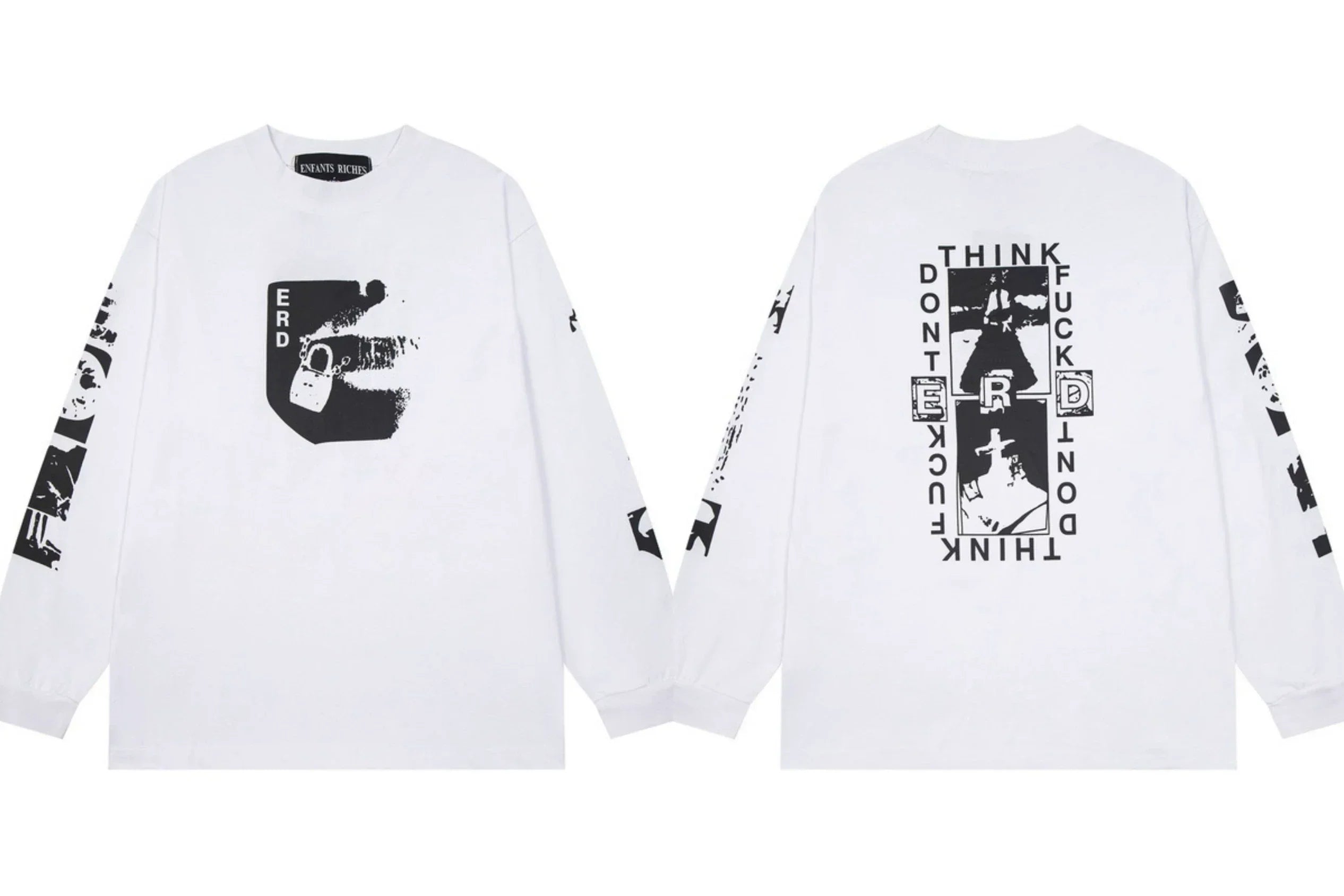 Enfants Riches Déprimés "ERD" Padlock Graphic Long-Sleeve - White