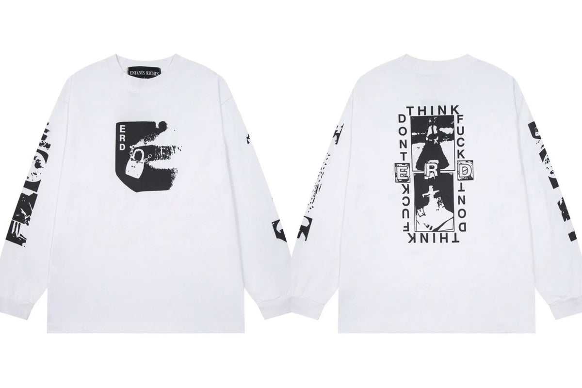 Enfants Riches Déprimés "ERD" Padlock Graphic Long-Sleeve - White