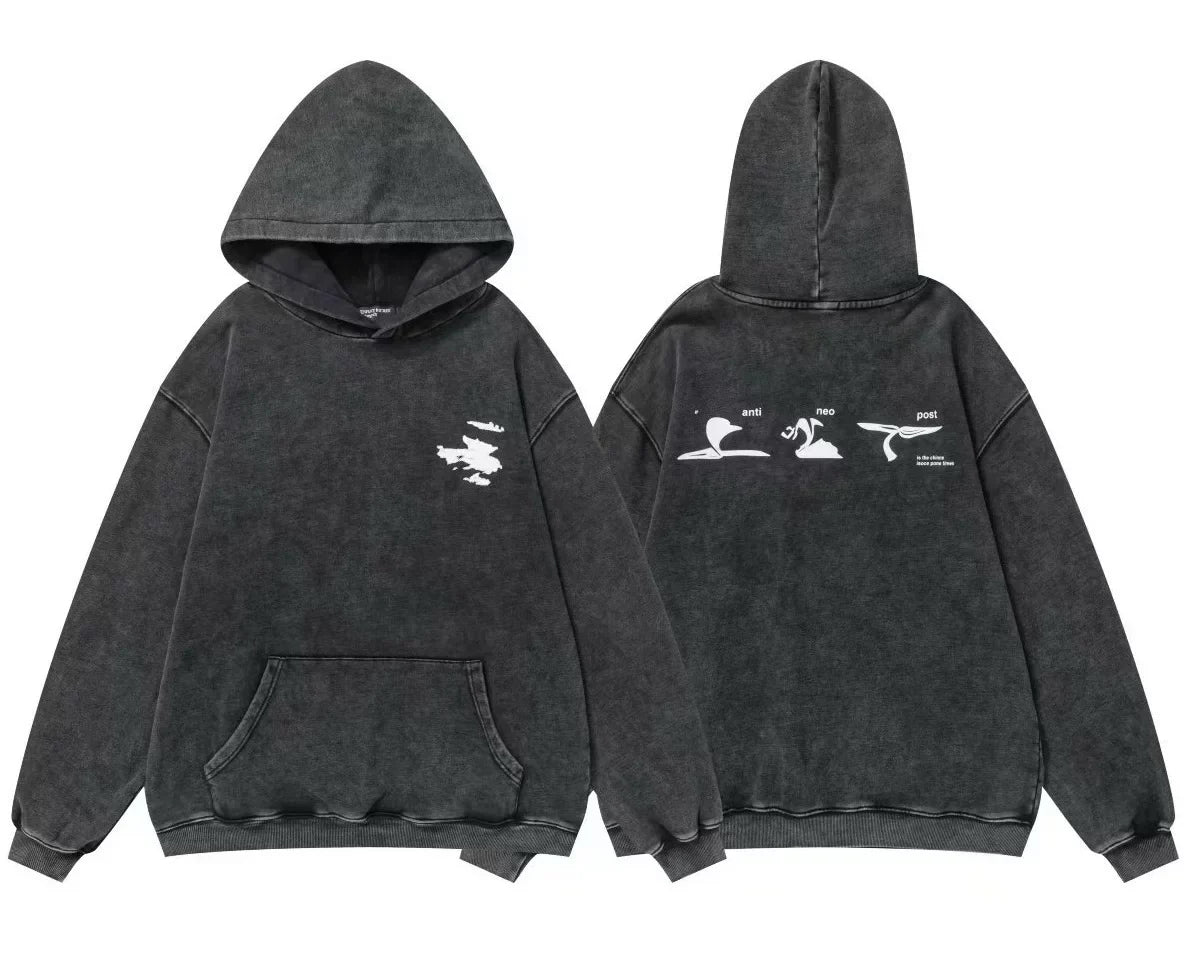 Enfants Riches Déprimés Mini Chest Logo & Back Multi-Graphic Hoodie - Washed Black